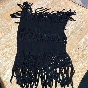 Black Fringe Knit scarf